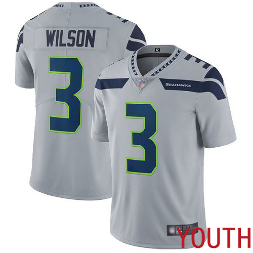 Seattle Seahawks Limited Grey Youth Russell Wilson Alternate Jersey NFL Football #3 Vapor Untouchable